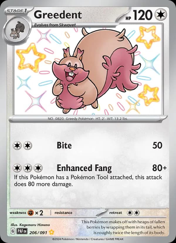 Greedent card in English