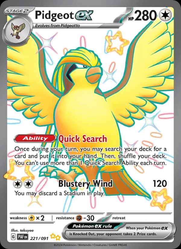 Pidgeot ex card in English