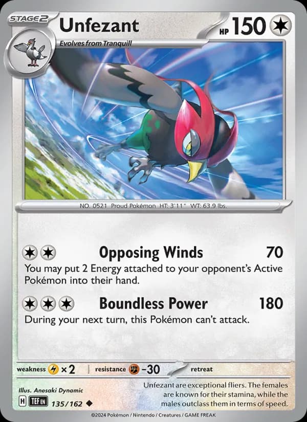 Unfezant card in English