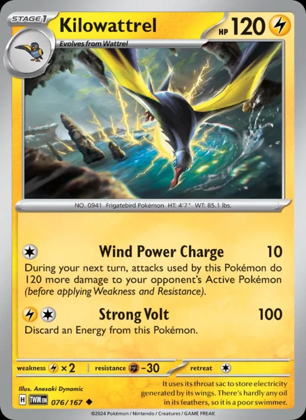 Kilowattrel card in English
