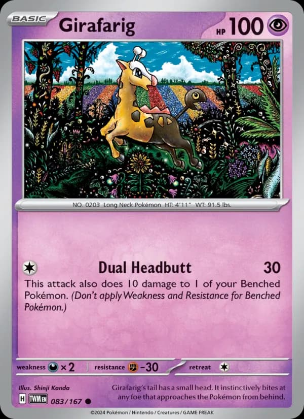 Girafarig card in English