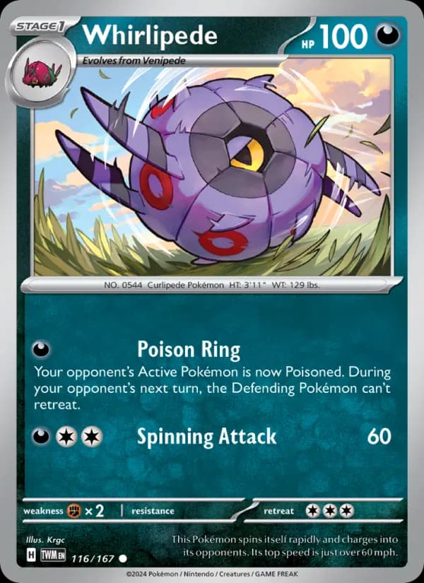 Whirlipede card in English