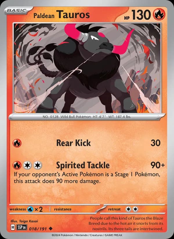 Paldean Tauros card in English