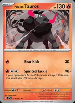Paldean Tauros card in English