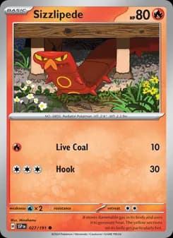 Sizzlipede card in English