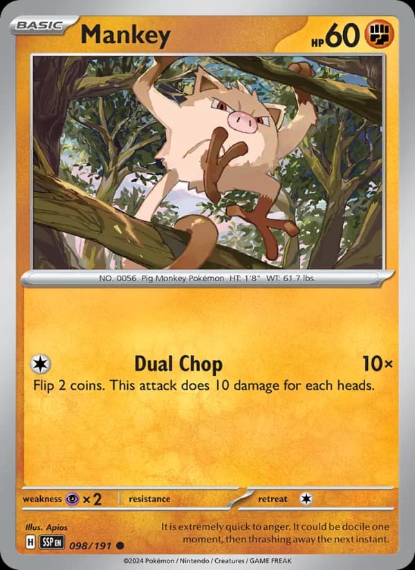 Mankey card in English