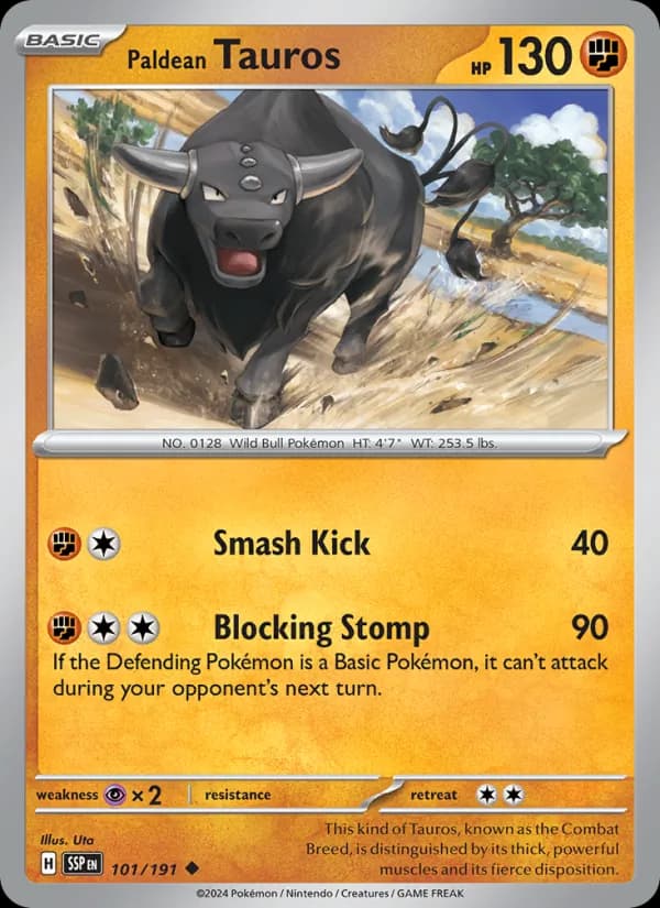 Paldean Tauros card in English