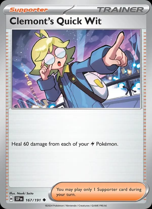 Clemont's Quick Wit card in English