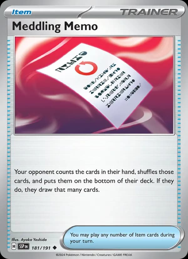 Meddling Memo card in English