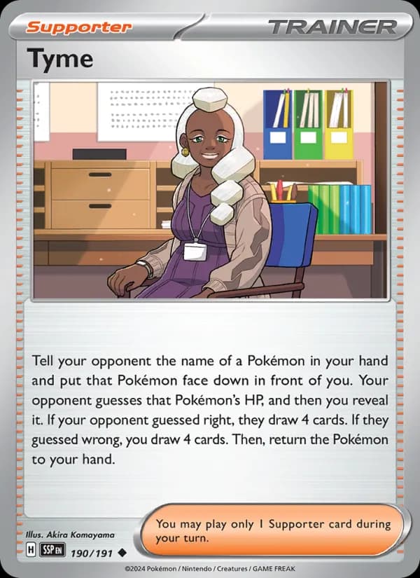 Tyme card in English