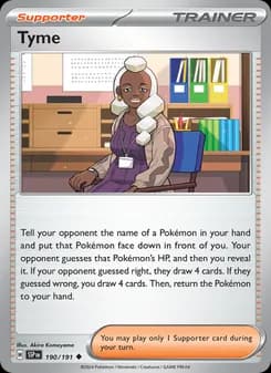 Tyme card in English
