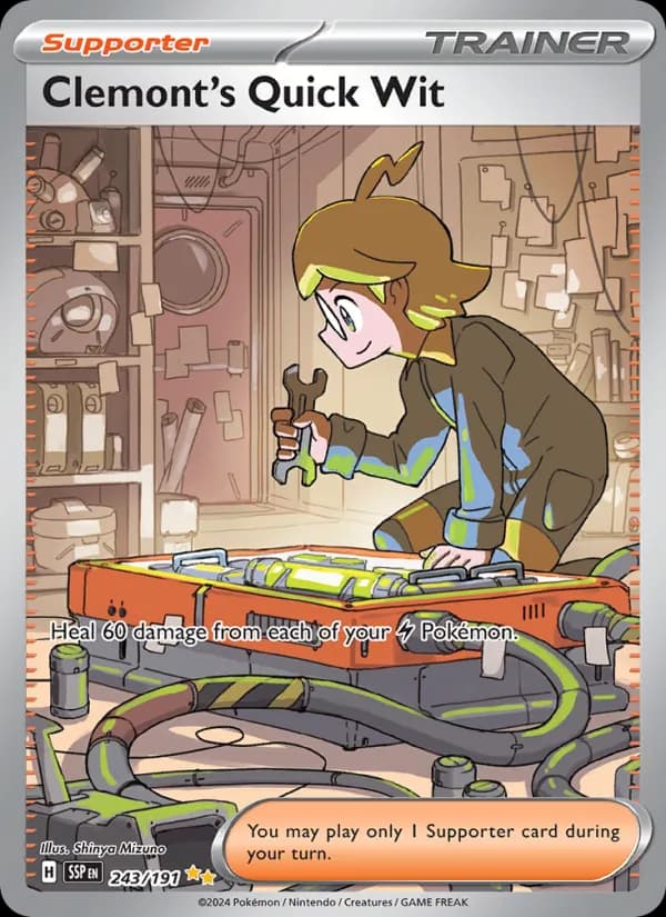 Clemont's Quick Wit card in English