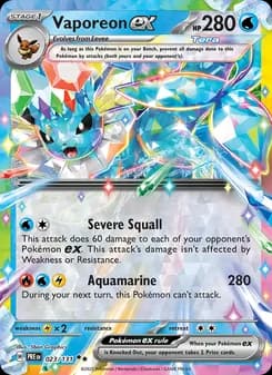 Vaporeon ex card in English