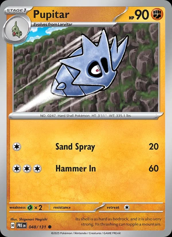 Pupitar card in English