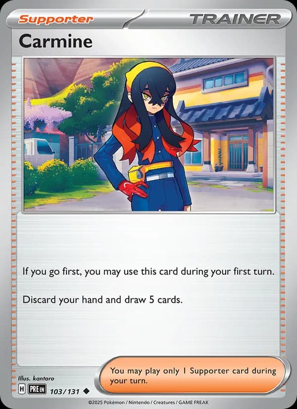Carmine card in English