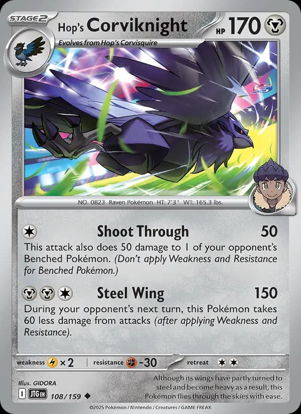 Hop's Corviknight card in English
