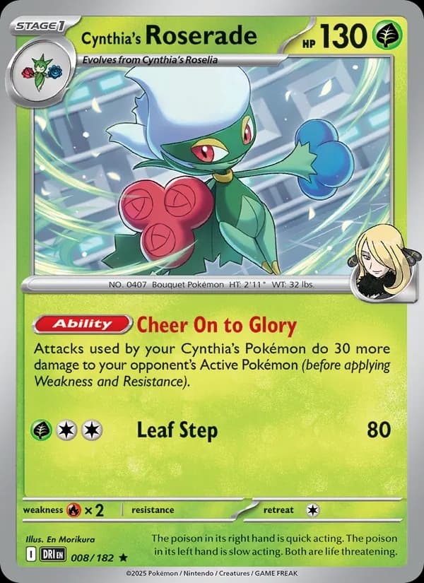 Cynthia's Roserade card in English