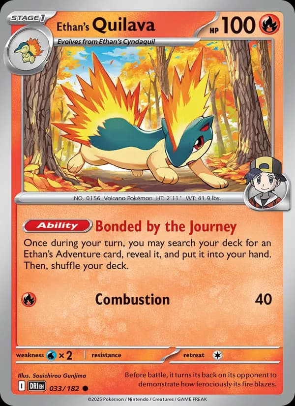 Ethan's Quilava card in English