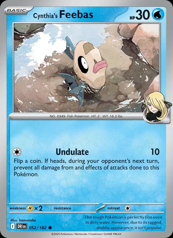 Cynthia's Feebas card in English