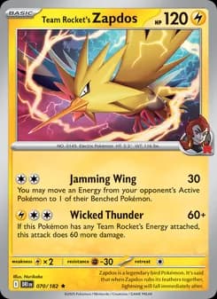 Team Rocket's Zapdos card in English