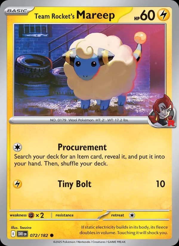 Team Rocket's Mareep card in English