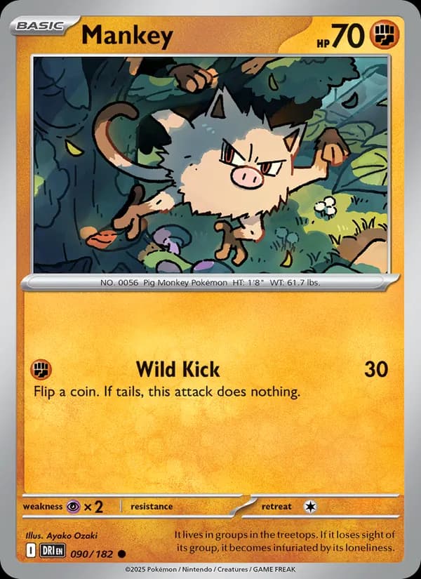 Mankey card in English