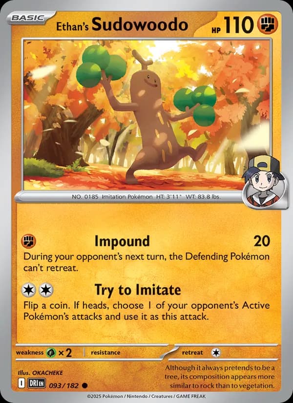 Ethan's Sudowoodo card in English