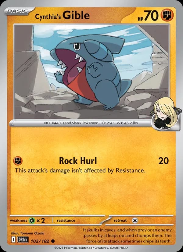 Cynthia's Gible card in English