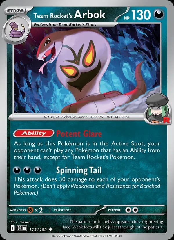 Team Rocket's Arbok card in English