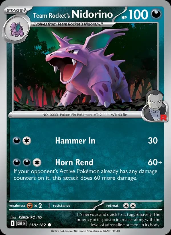 Team Rocket's Nidorino card in English