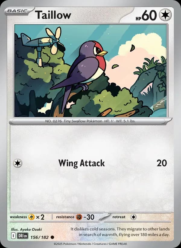 Taillow card in English