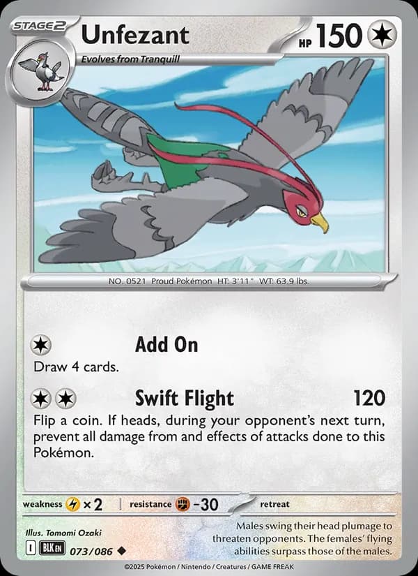 Unfezant card in English