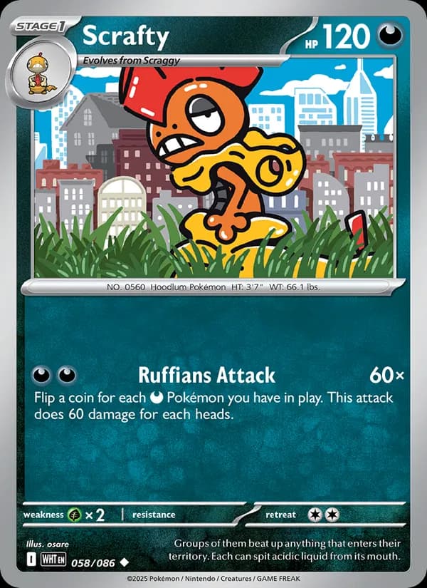 Scrafty card in English