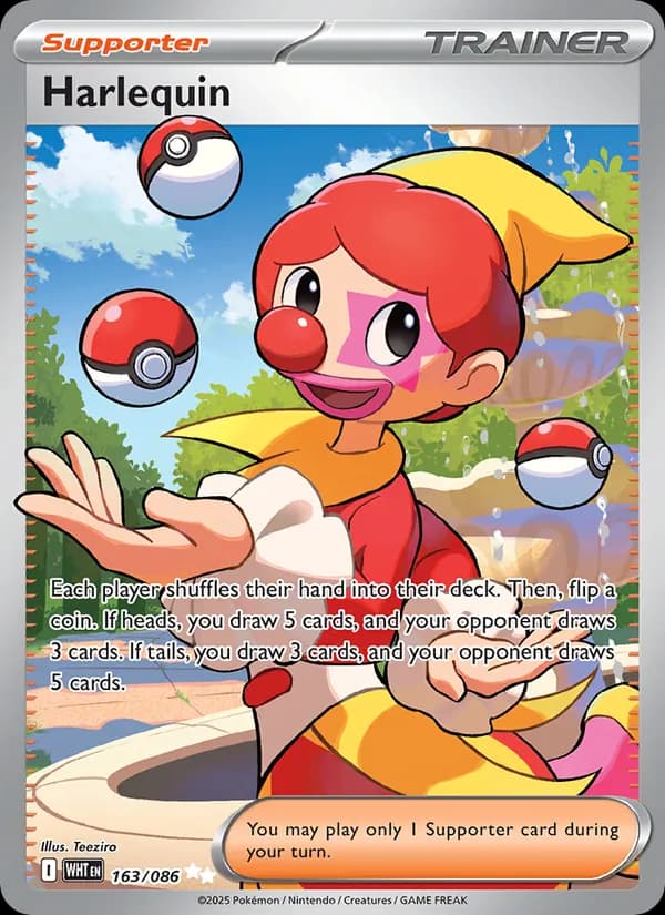 Harlequin card in English