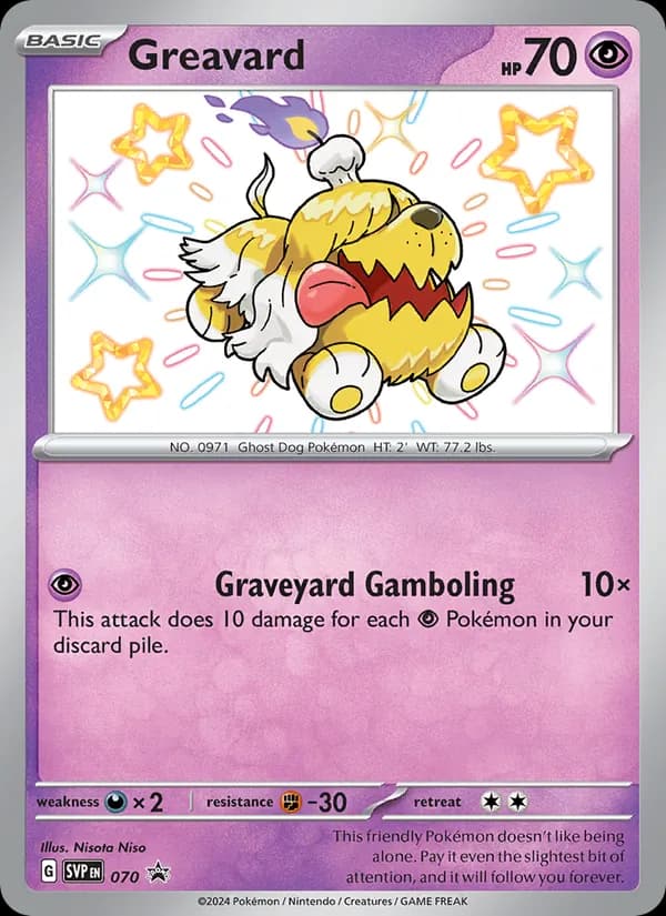 Greavard card in English
