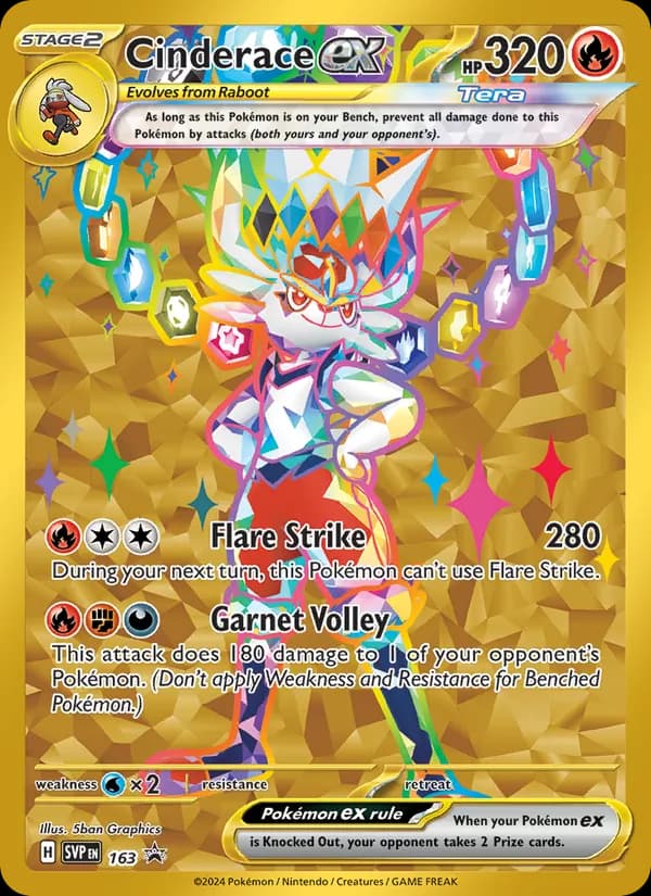 Cinderace ex card in English