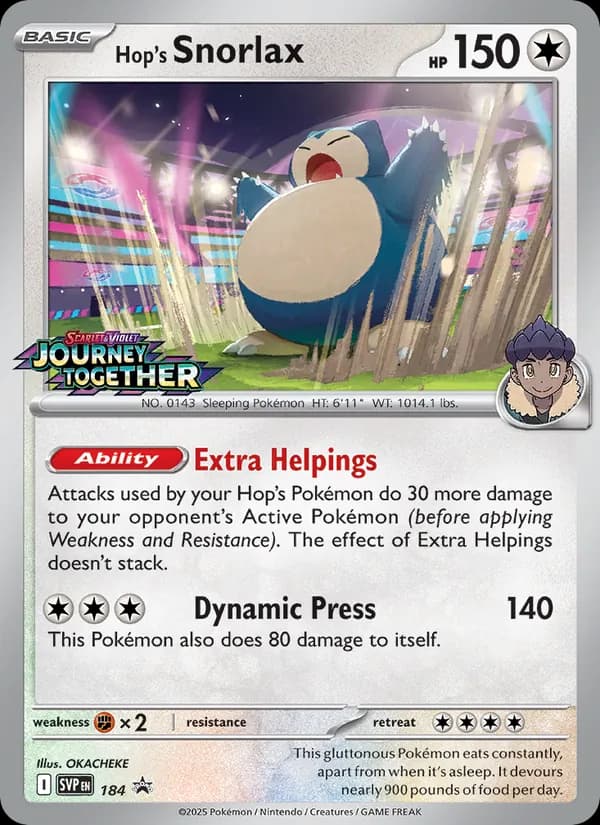 Hop's Snorlax card in English