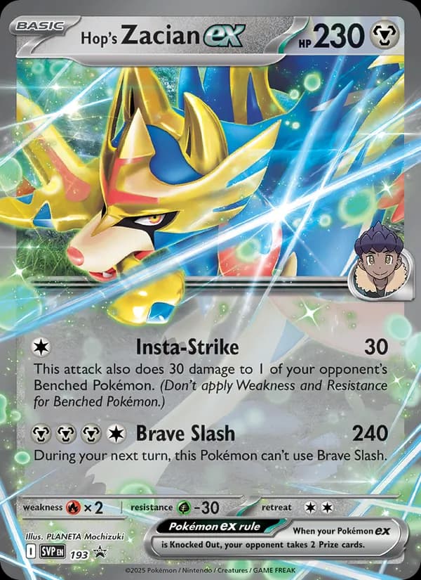 Hop's Zacian ex card in English