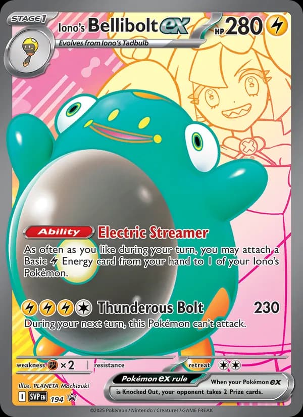 Iono's Bellibolt ex card in English