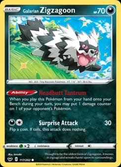 Galarian Zigzagoon card in English