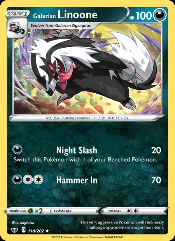 Galarian Linoone card in English