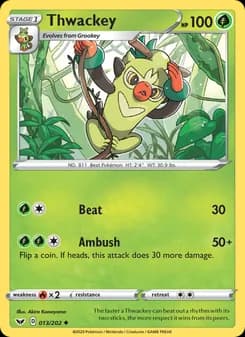 Thwackey card in English