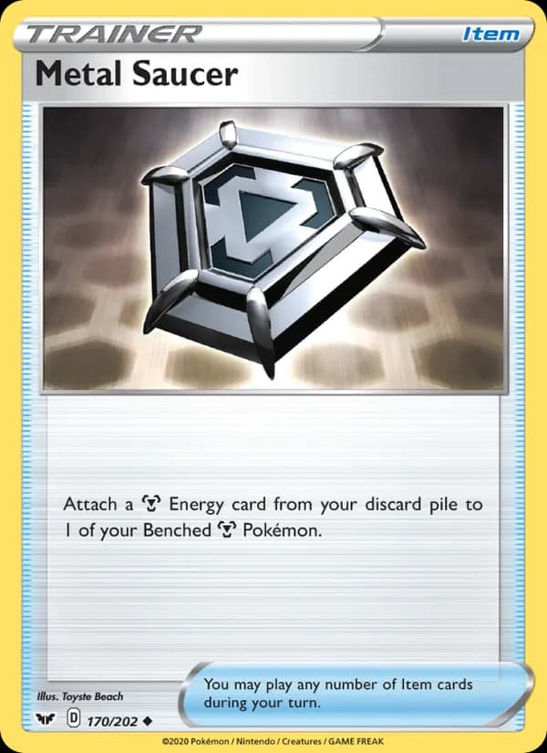 Metal Saucer card in English