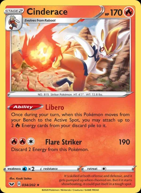 Cinderace card in English