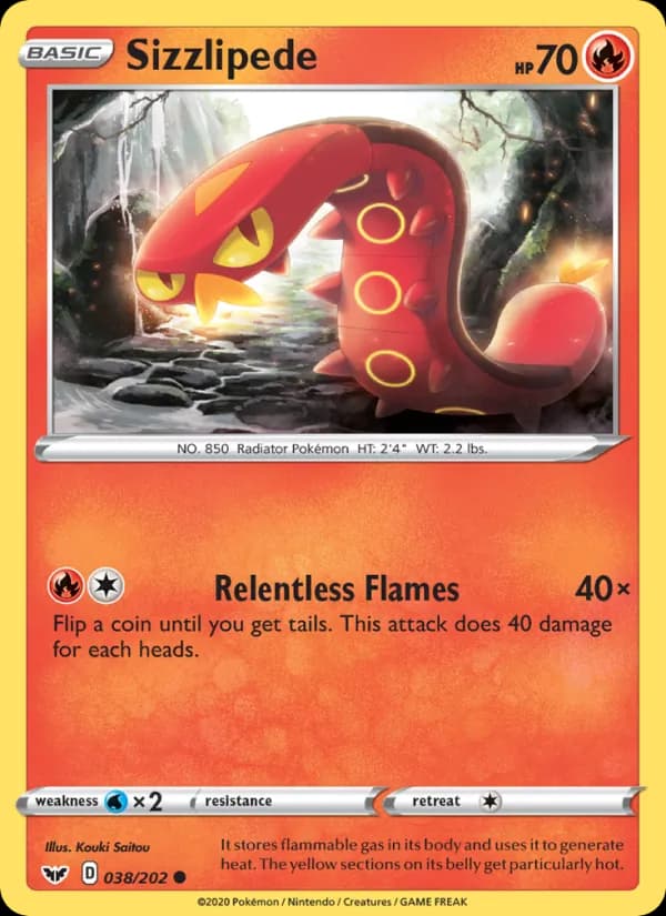 Sizzlipede card in English