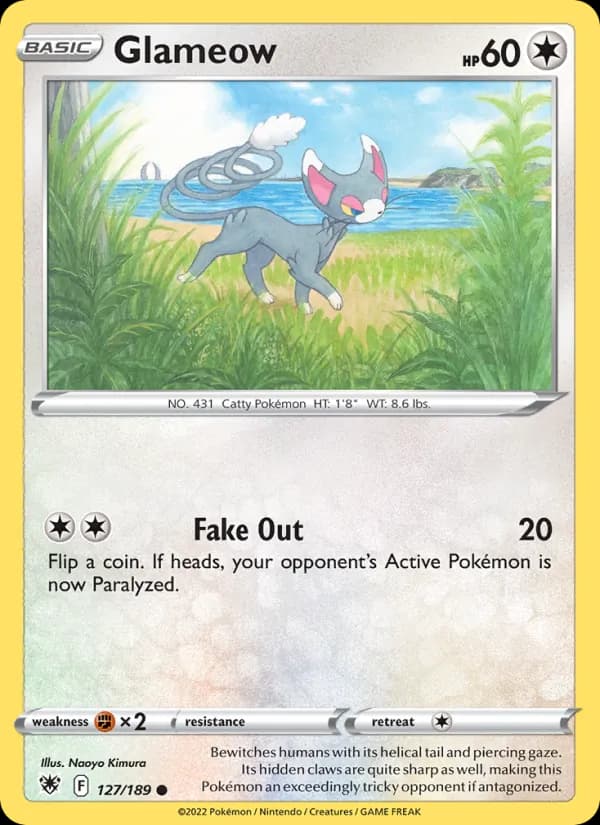Glameow card in English