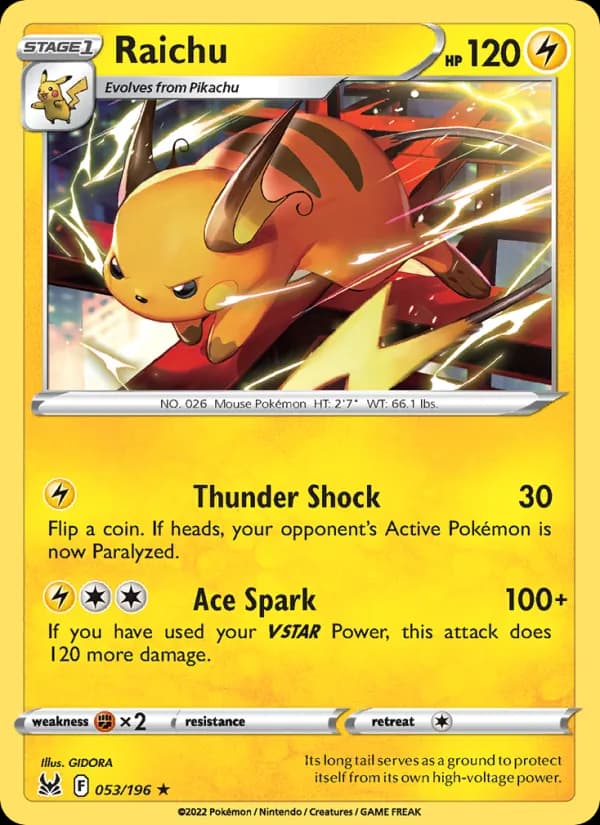 Raichu card in English