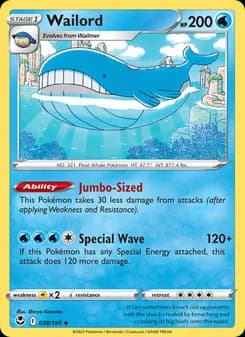 Wailord card in English