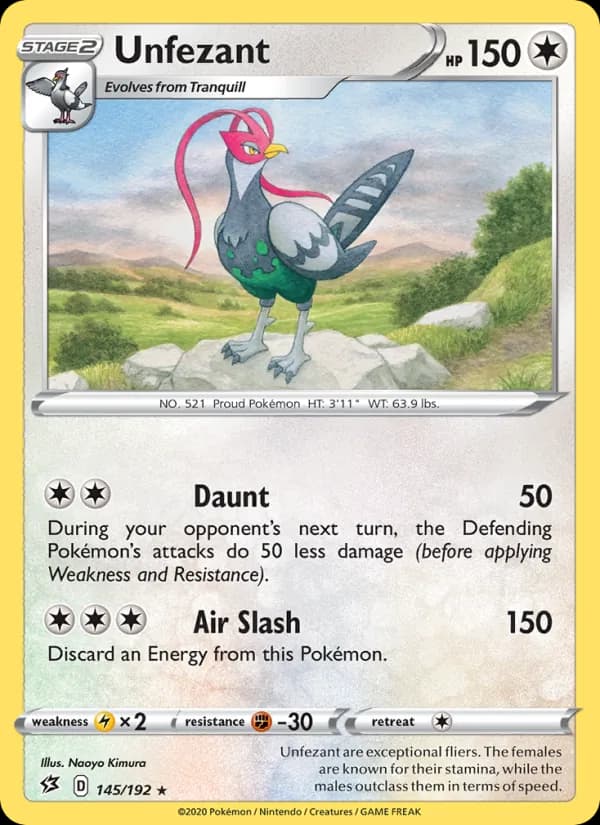 Unfezant card in English