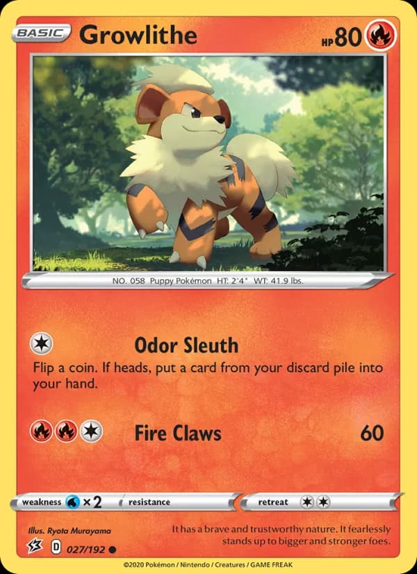 Growlithe card in English